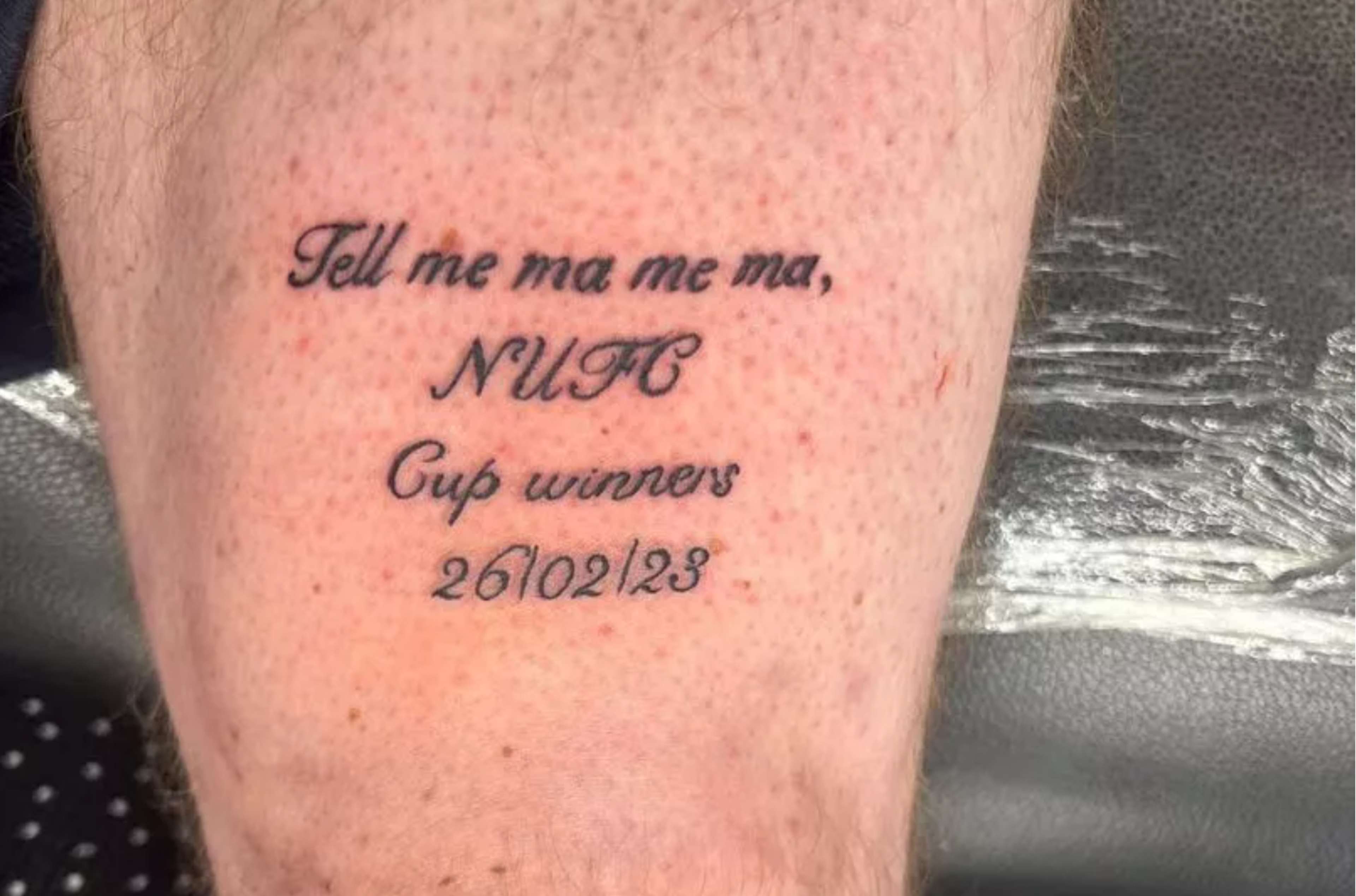 Newcastle United fan tattoo Carabao Cup final