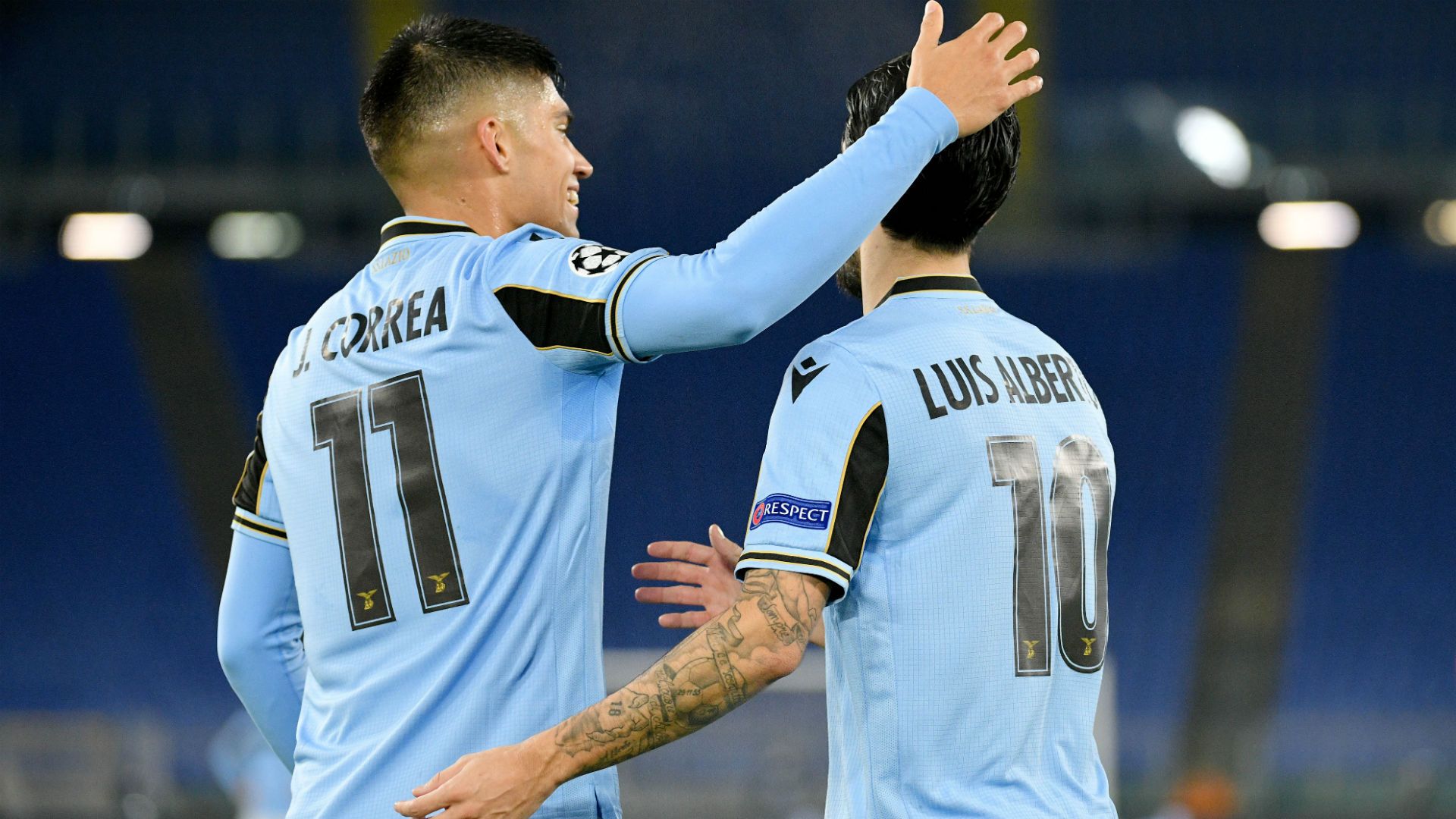 Lazio celebrating Brugge Champions League