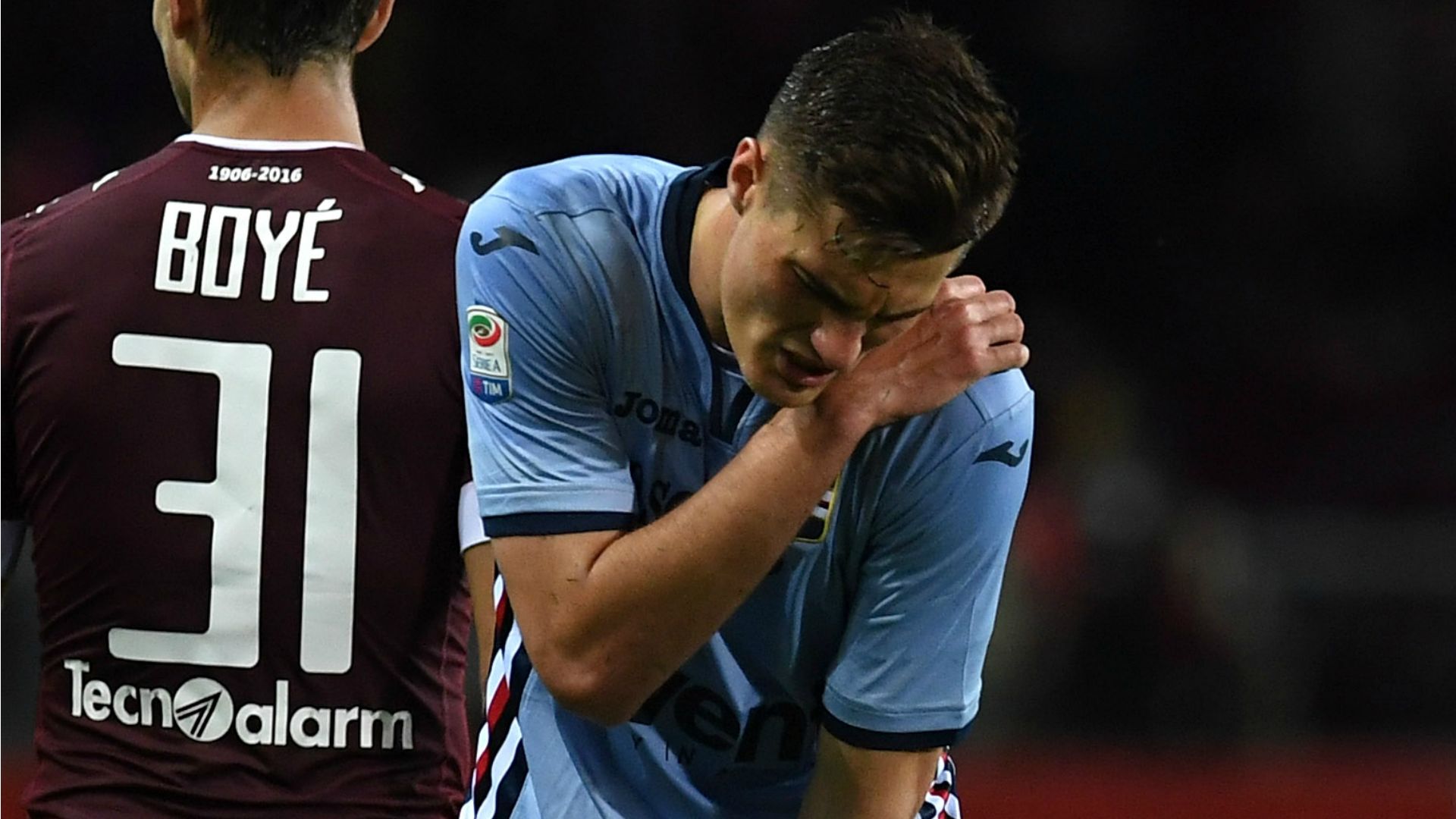 Patrik Schick injured Torino Sampdoria Serie A 29042017