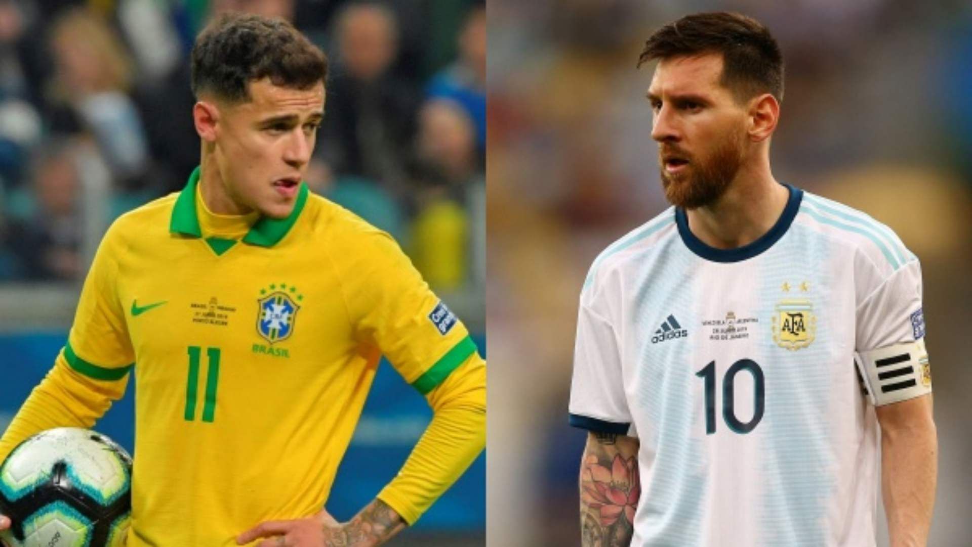 Philippe Coutinho Brazil  Lionel Messi of Argentina