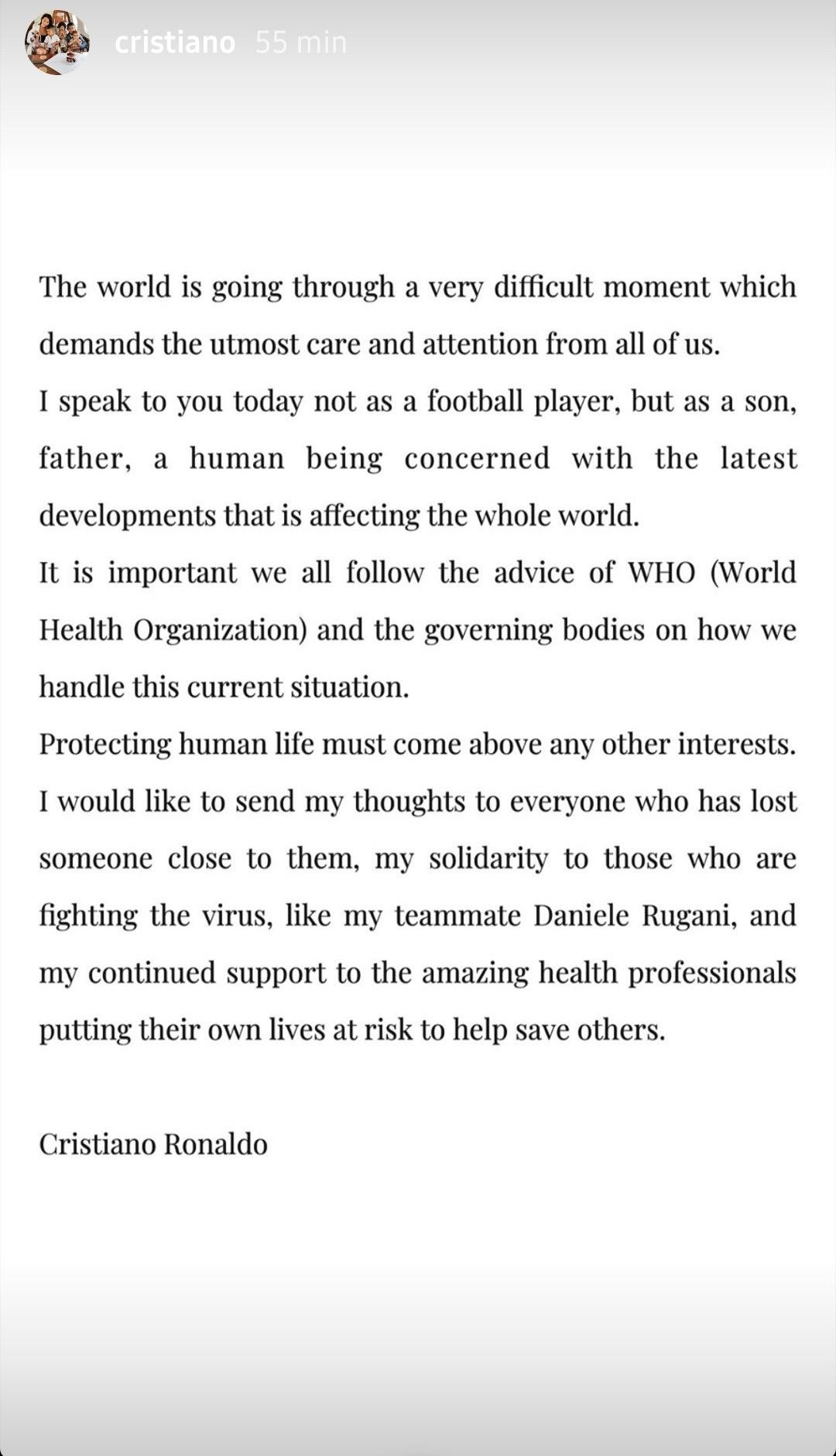 CRISTIANO STORY CORONAVIRUS 13032020