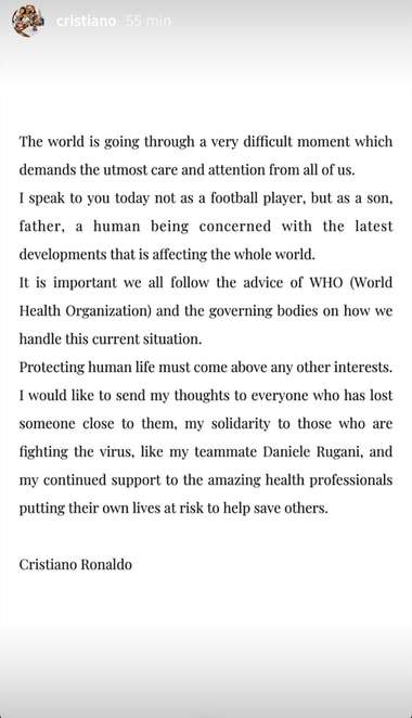 CRISTIANO STORY CORONAVIRUS 13032020