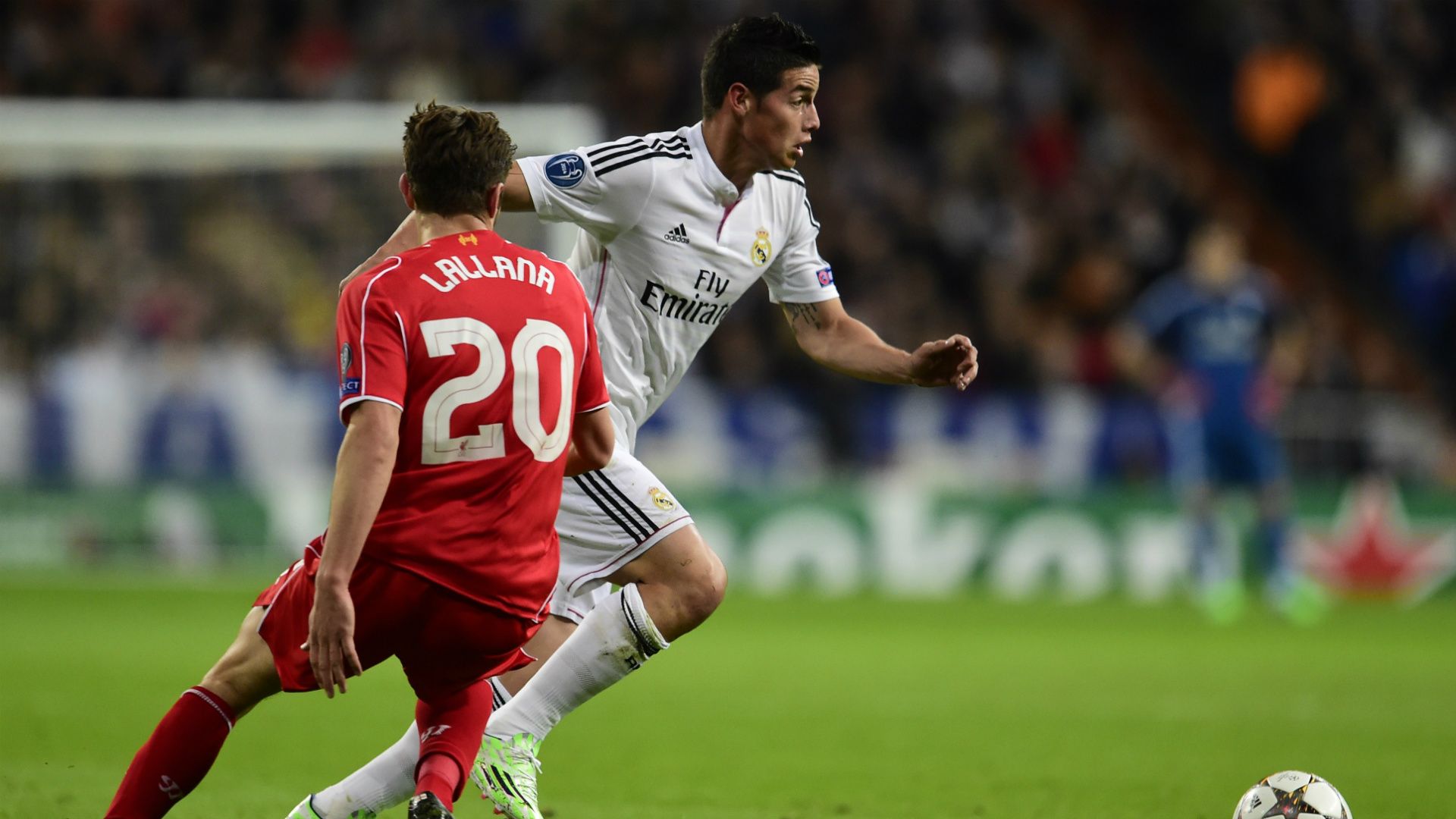 James Rodriguez Adam Lallana Real Madrid Liverpool UEFA Champions League 11042014
