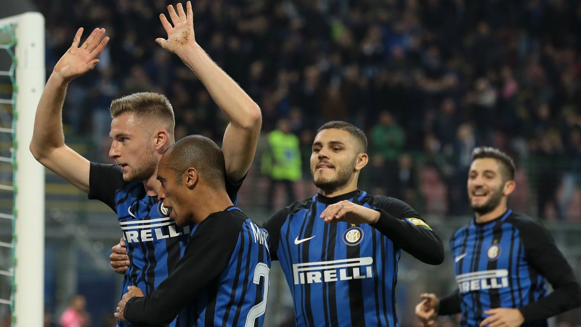 Inter celebrating Inter Sampdoria Serie A