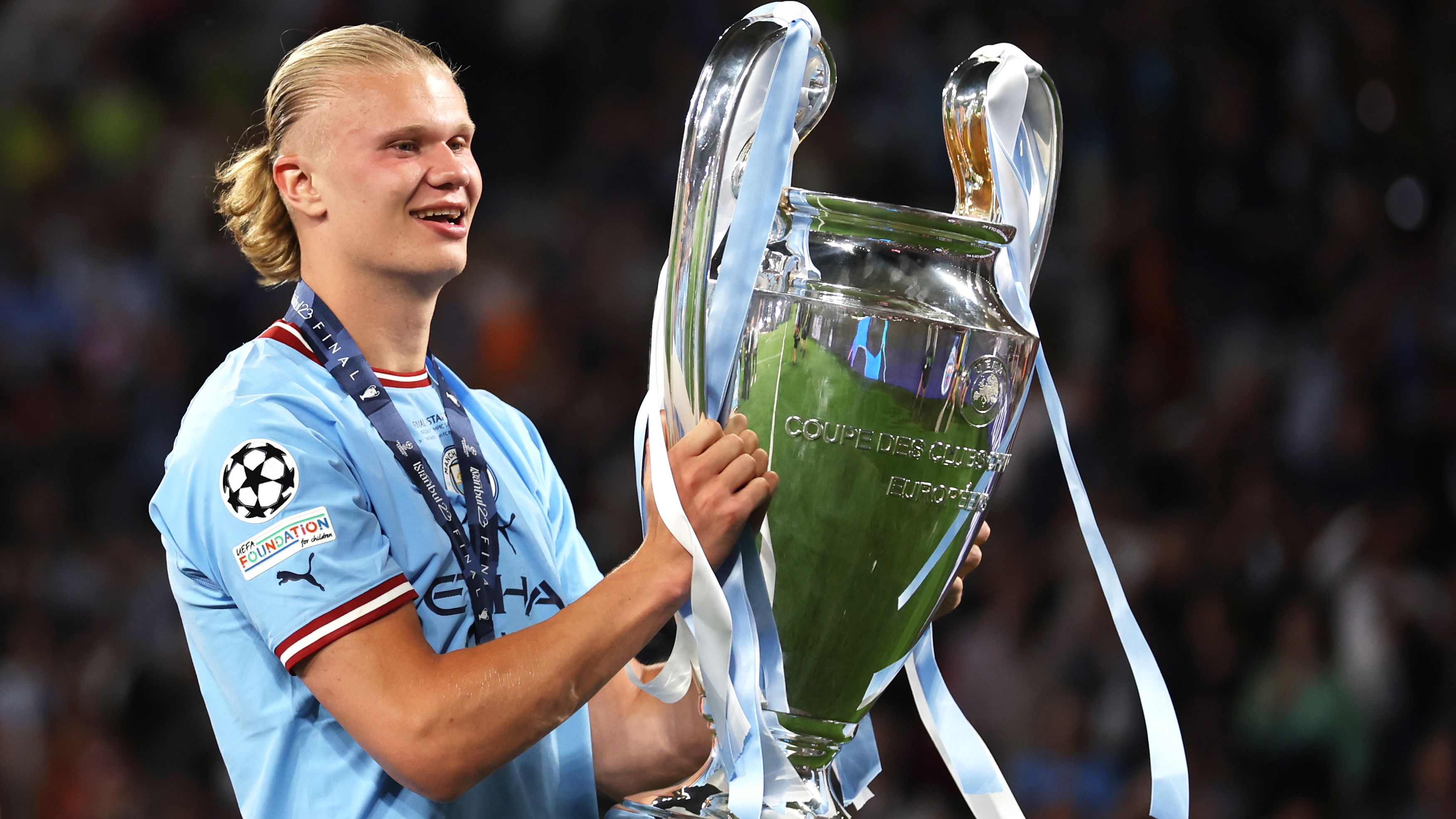 Erling Haaland Champions League trophy
