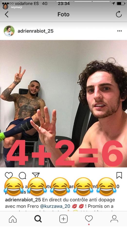 Neymar Instagram Rabiot