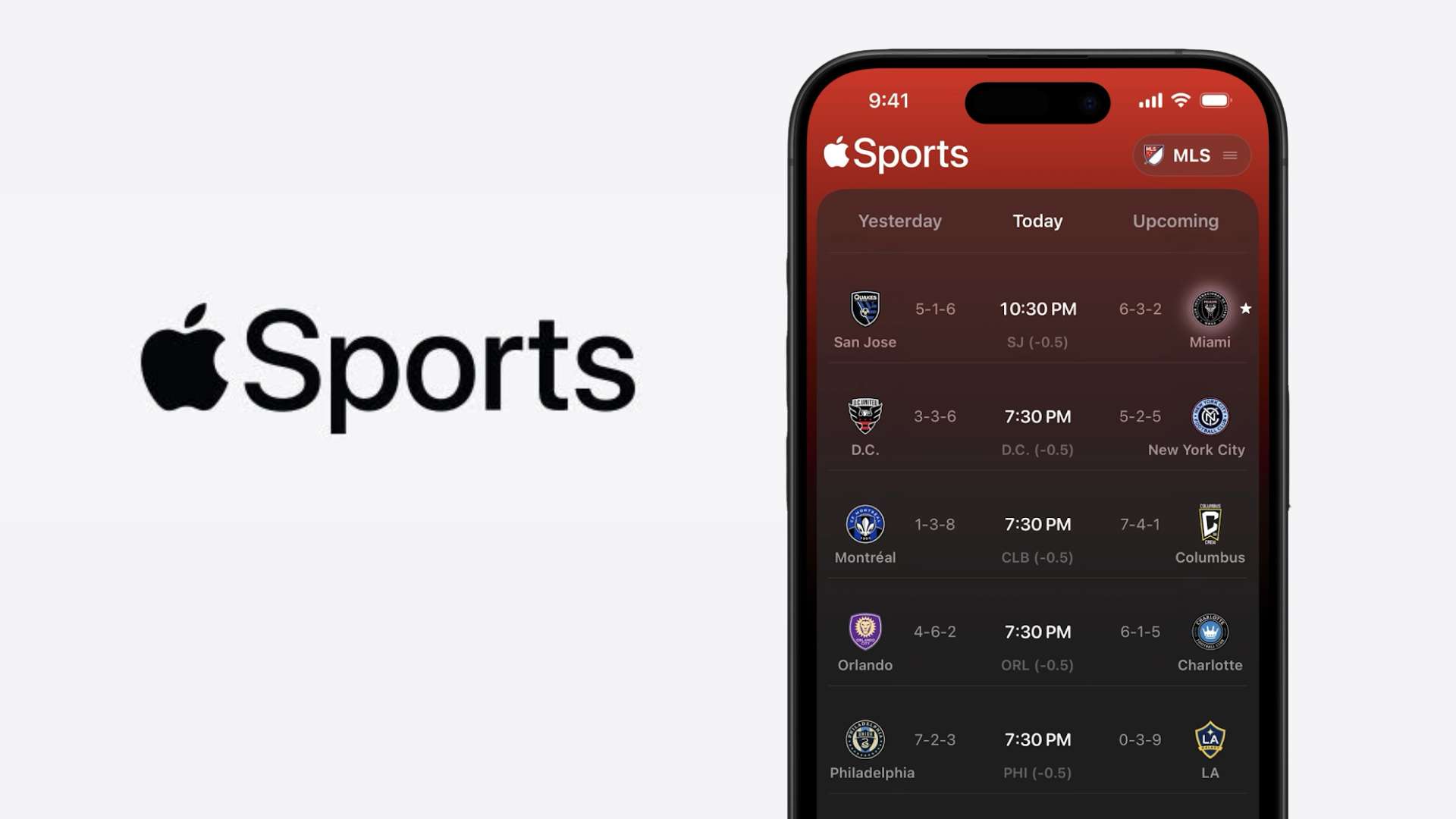 Apple Sports App MLS schedule