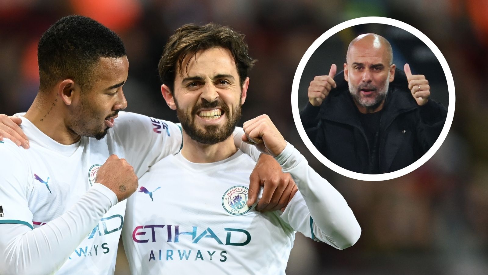 Bernardo Silva Pep Guardiola Man City Aston Villa 2021-22 GFX