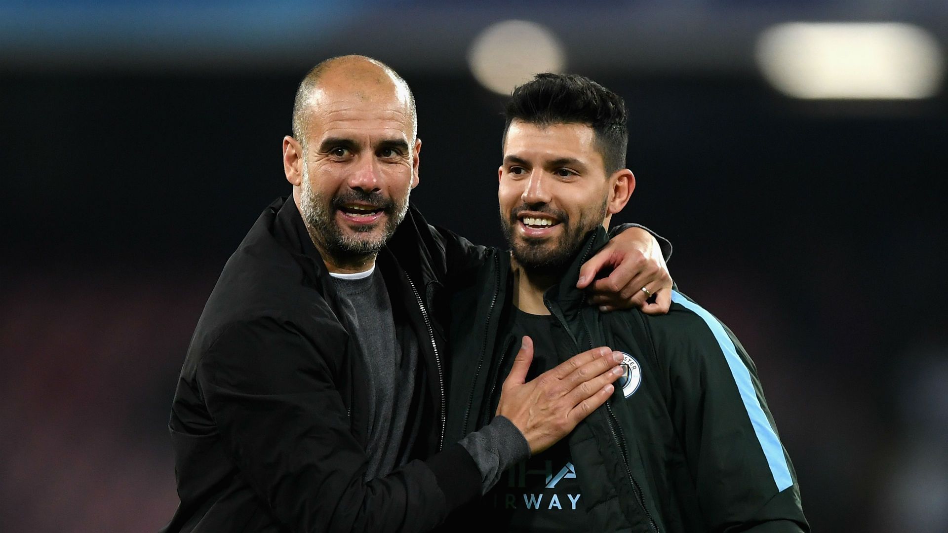 Pep Guardiola Sergio Aguero Manchester City Napoli Champions League