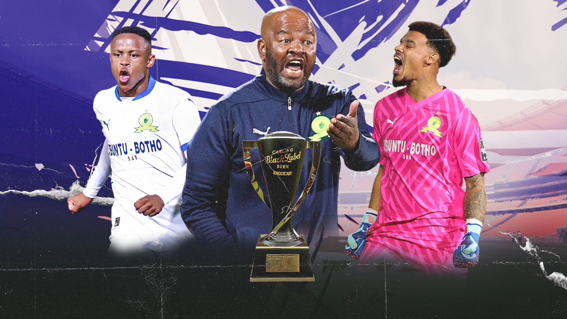 Manqoba Mngqithi, Kutlwano Letlhaku & Ronwen Williams of Mamelodi Sundowns 