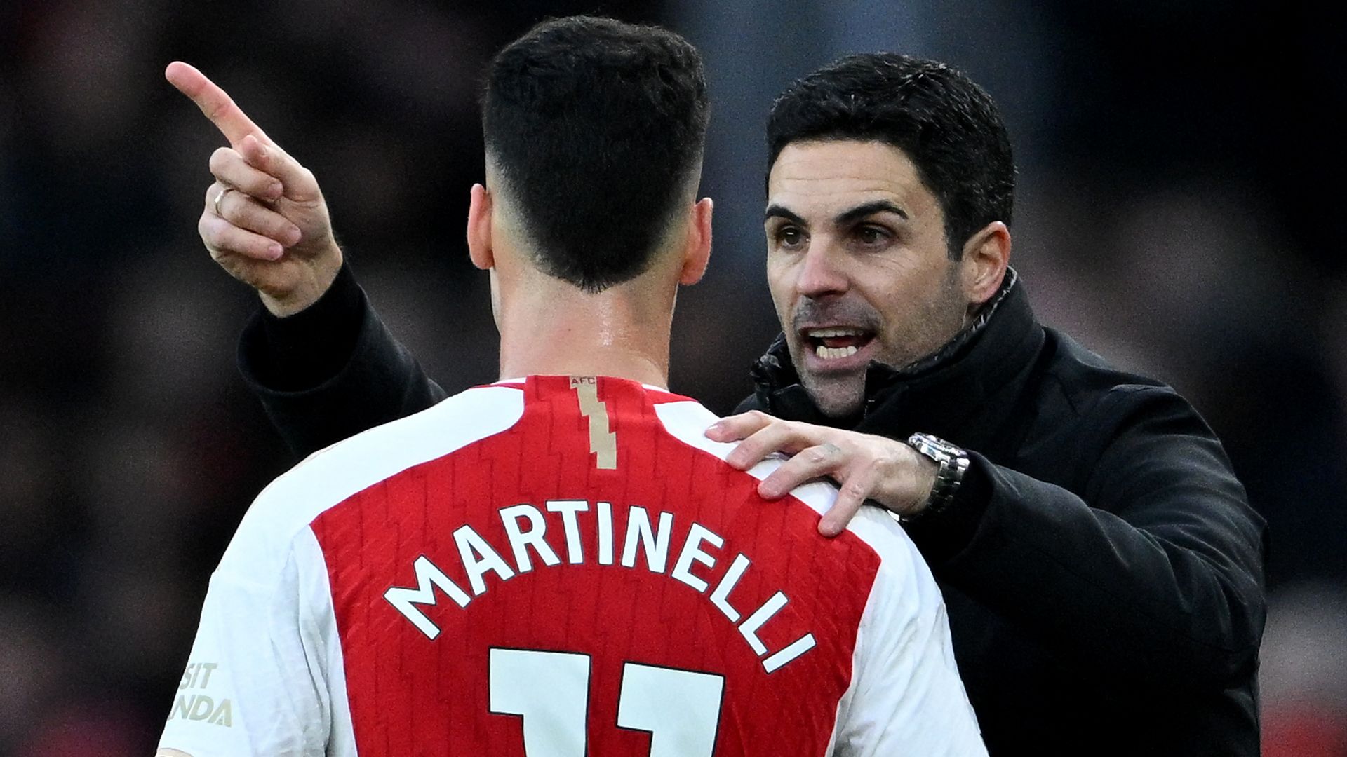 Mikel Arteta Gabriel Martinelli Arsenal 2023-24