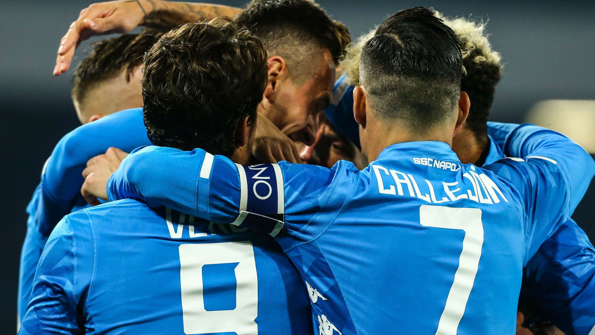 Napoli celebrating Bologna Serie A