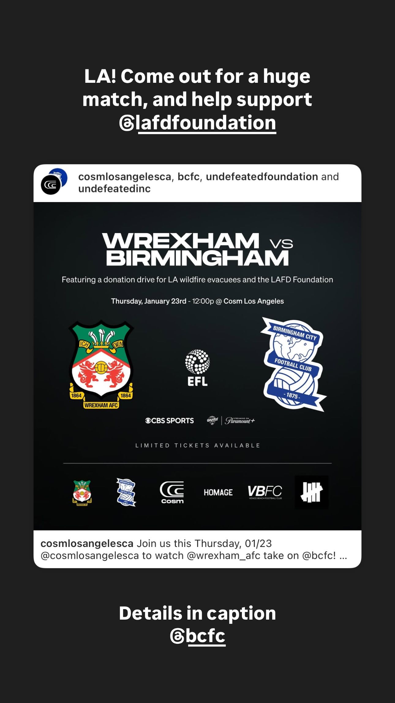 COSM Wrexham Birmingham