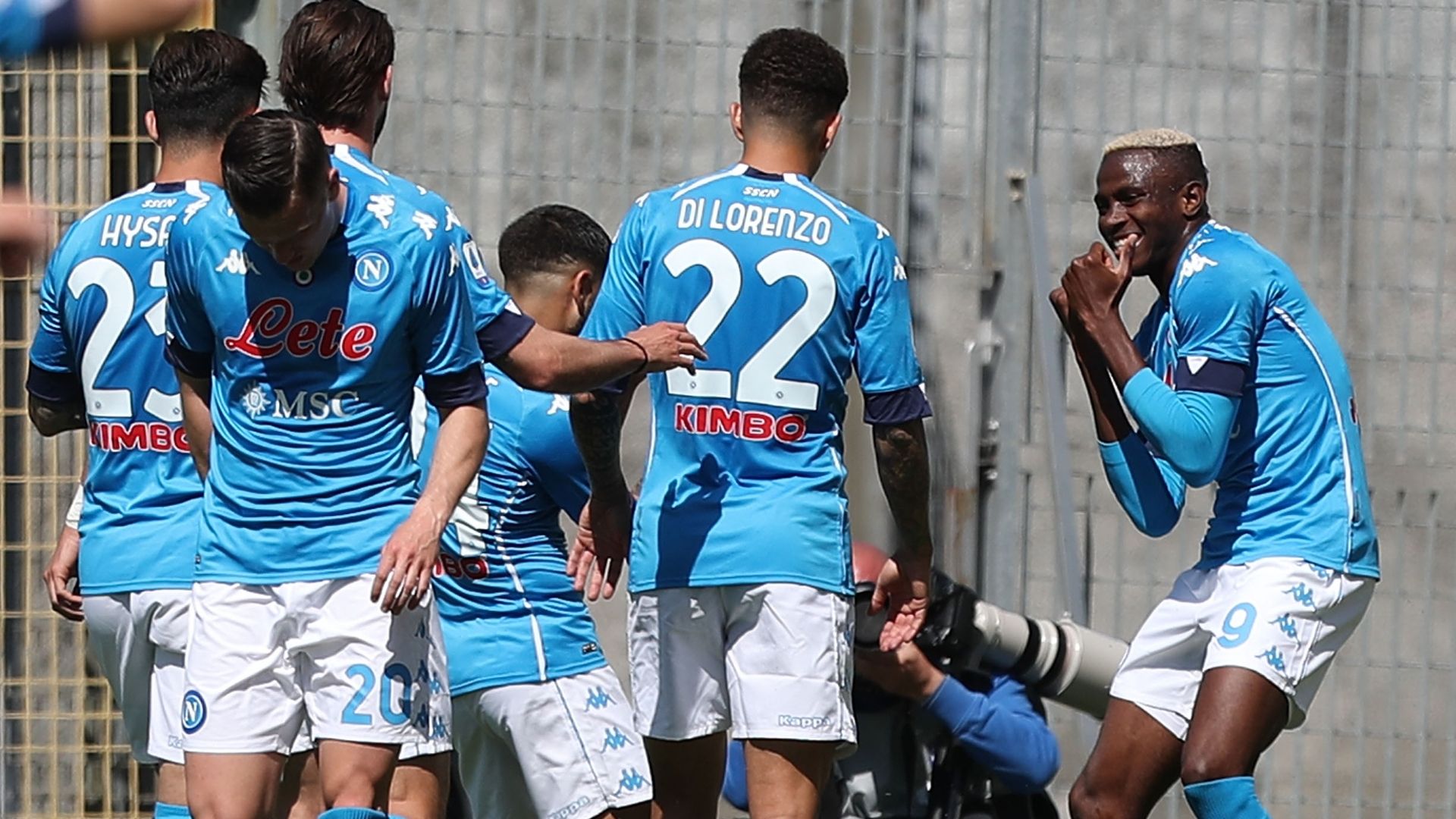 Osimhen Spezia Napoli Serie A celebrating