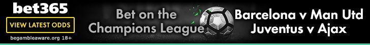 bet365 Champions League banner update Barcelona v Manchester United