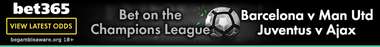 bet365 Champions League banner update Barcelona v Manchester United