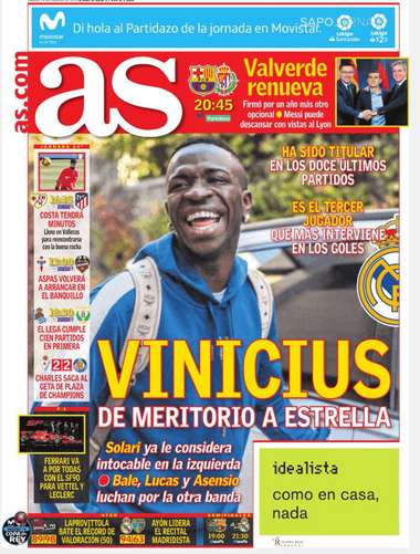 Vinicius Junior Real Madrid capa AS 160219
