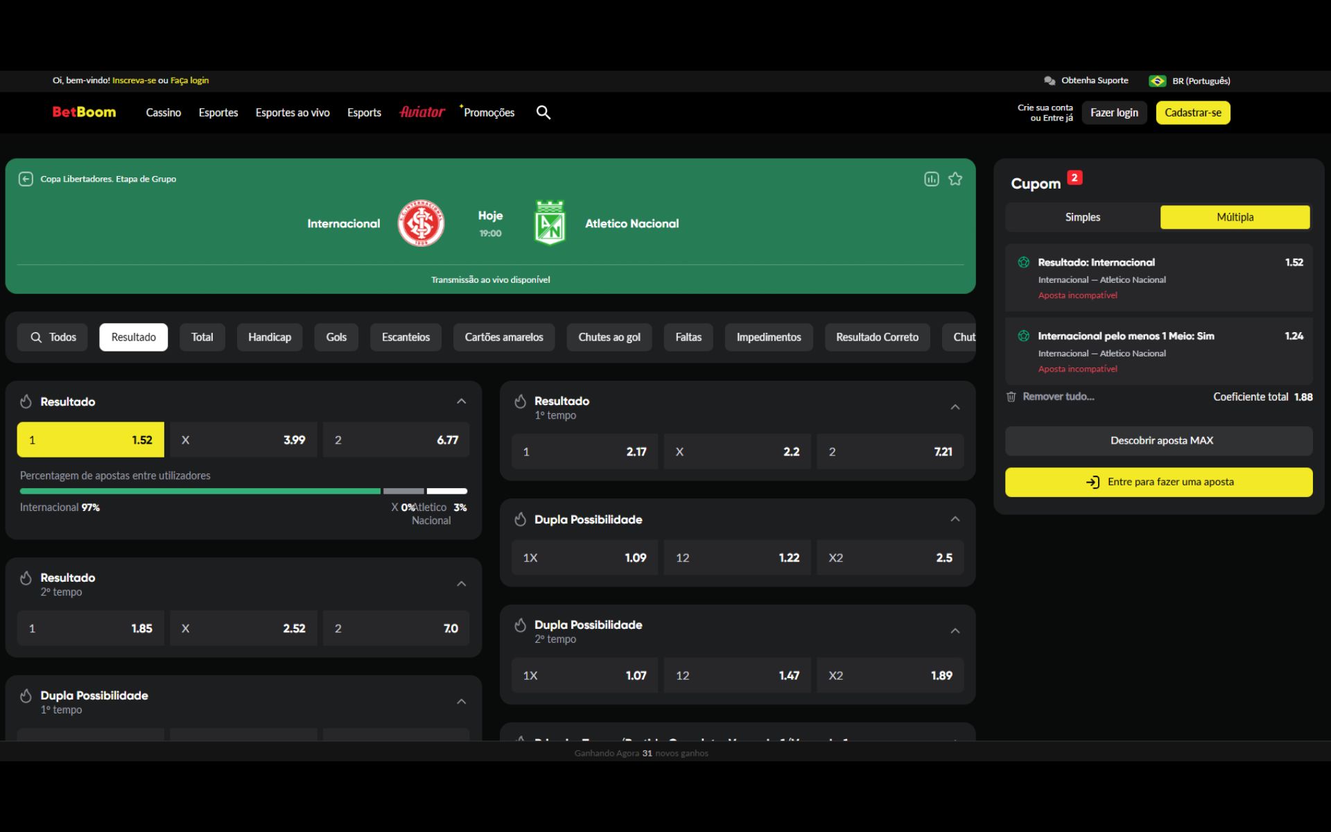 Betboom apostas esportivas