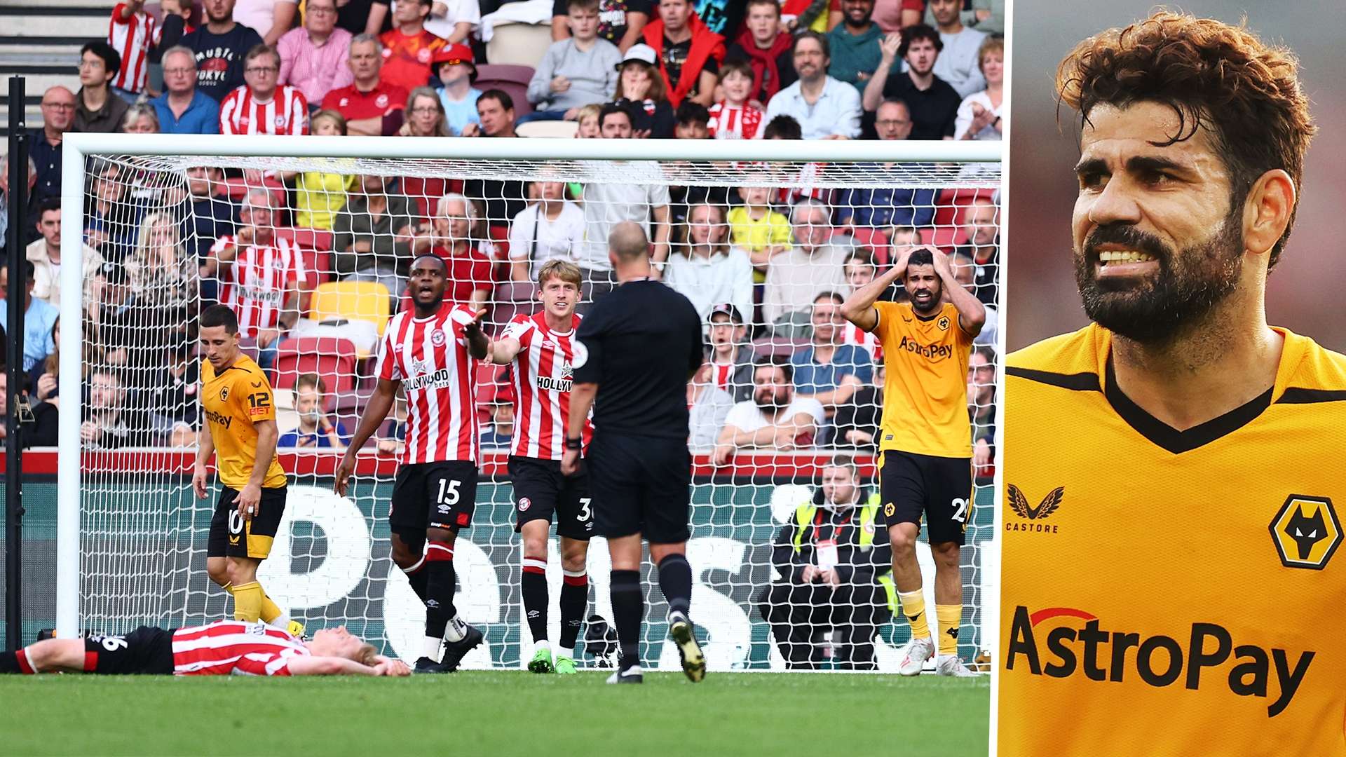 Diego Costa Wolves red card 2022-23