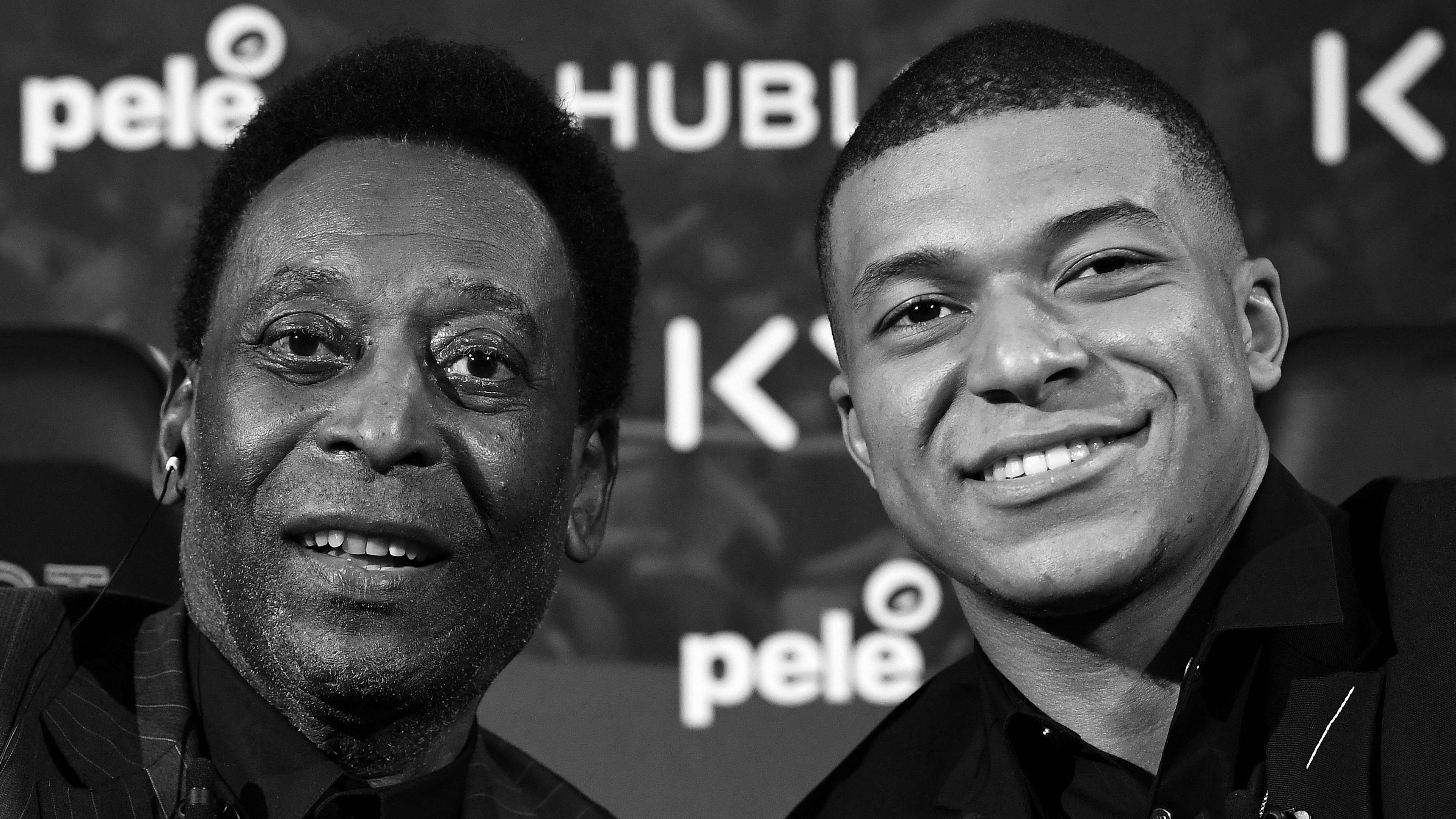 Pele Mbappe black and white