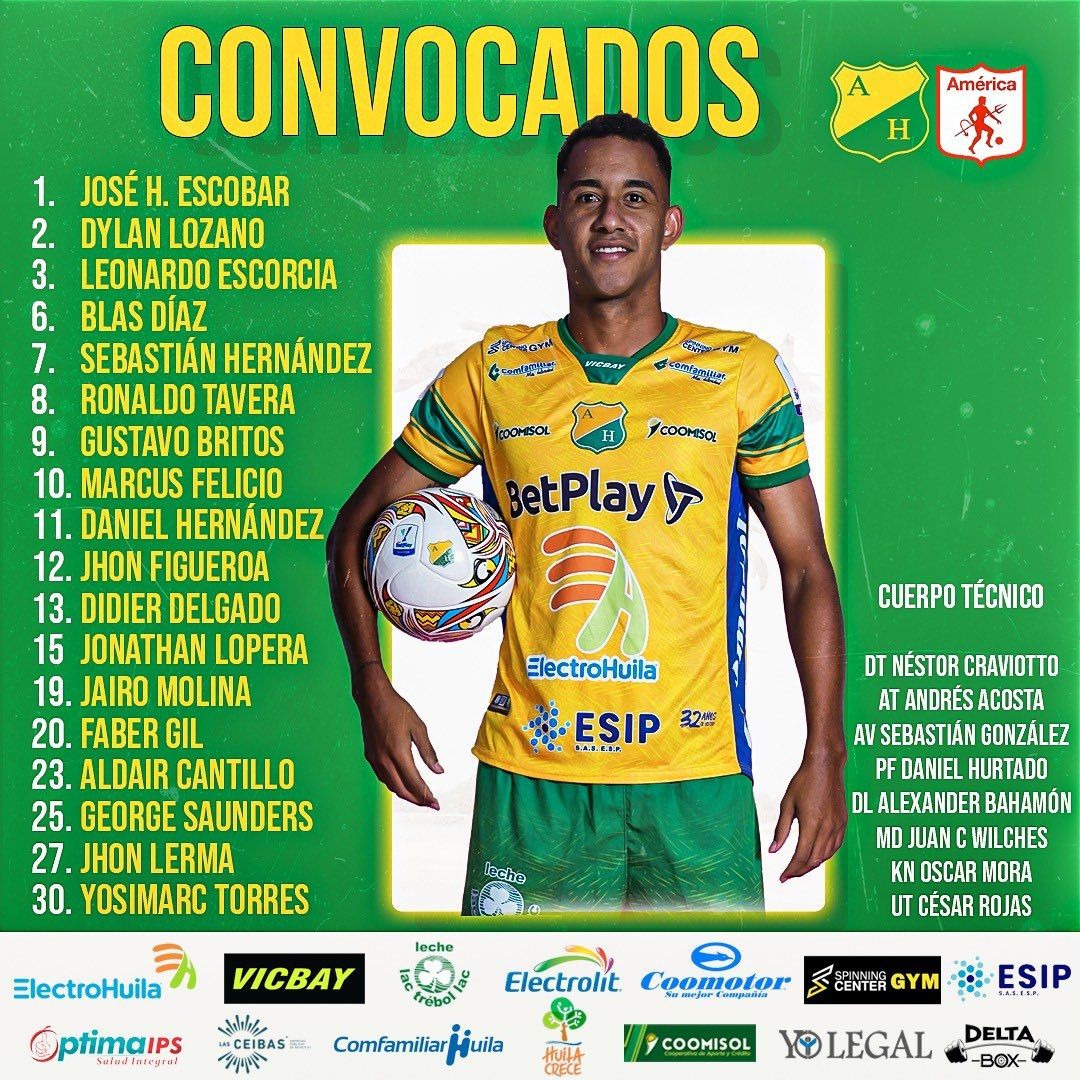 Convocados Huila Fecha 18 Liga BetPlay 2023