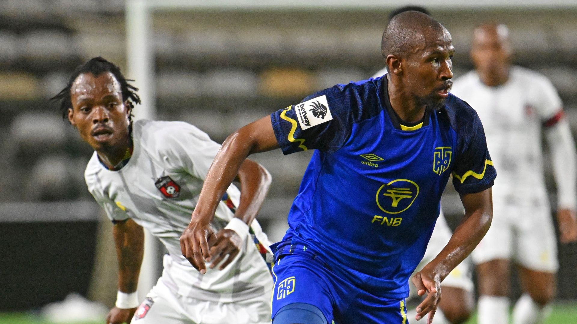 Kamohelo Mokotjo, Cape Town City & Mpho Mvelase, TS Galaxy, March 2025.