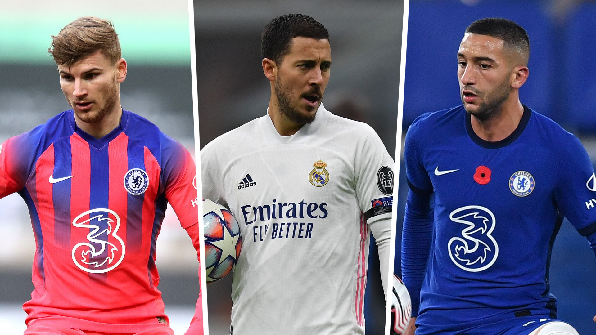 Timo Werner Eden Hazard Hakim Ziyech split main