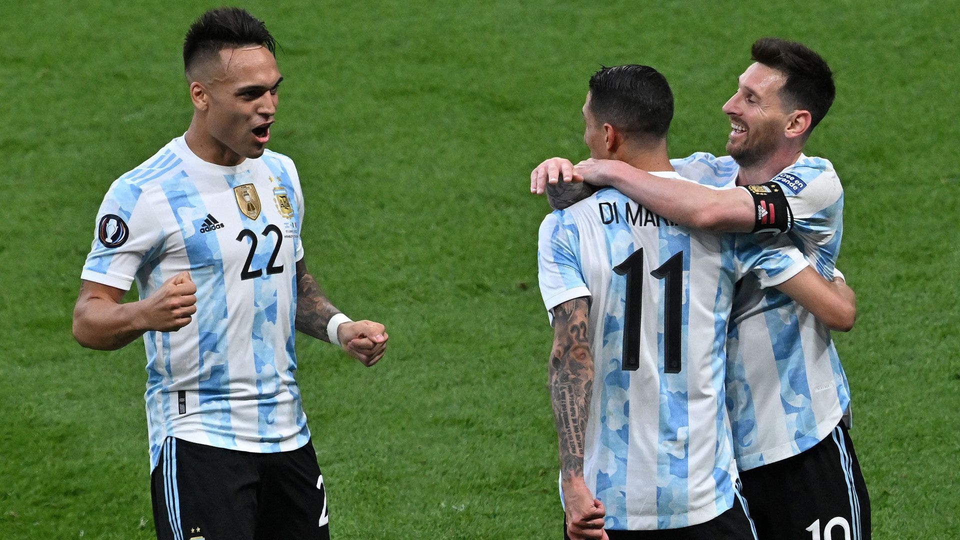 Lautaro Martinez Angel Di Maria Lionel Messi Italy Argentina Finalissima 2022