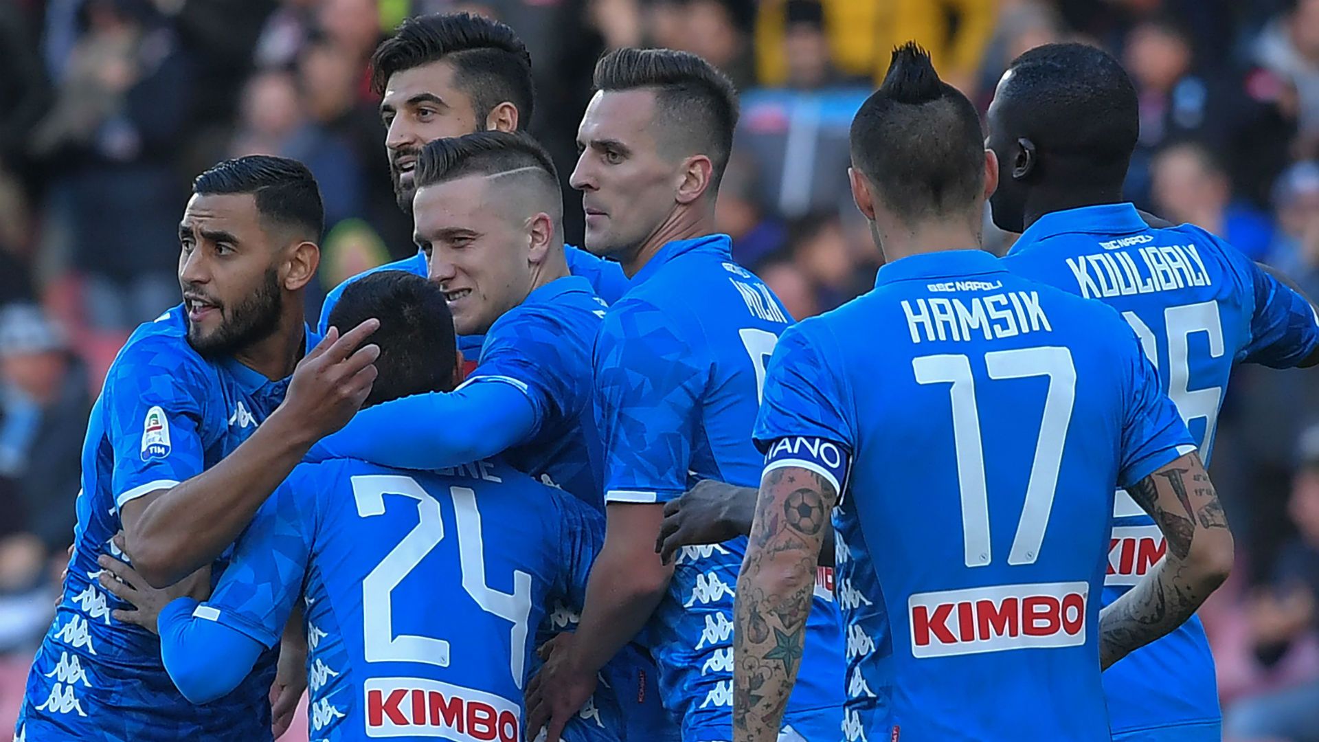 Napoli celebrating Frosinone Serie A