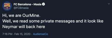 Barcelona's Twitter account hacked for the second time