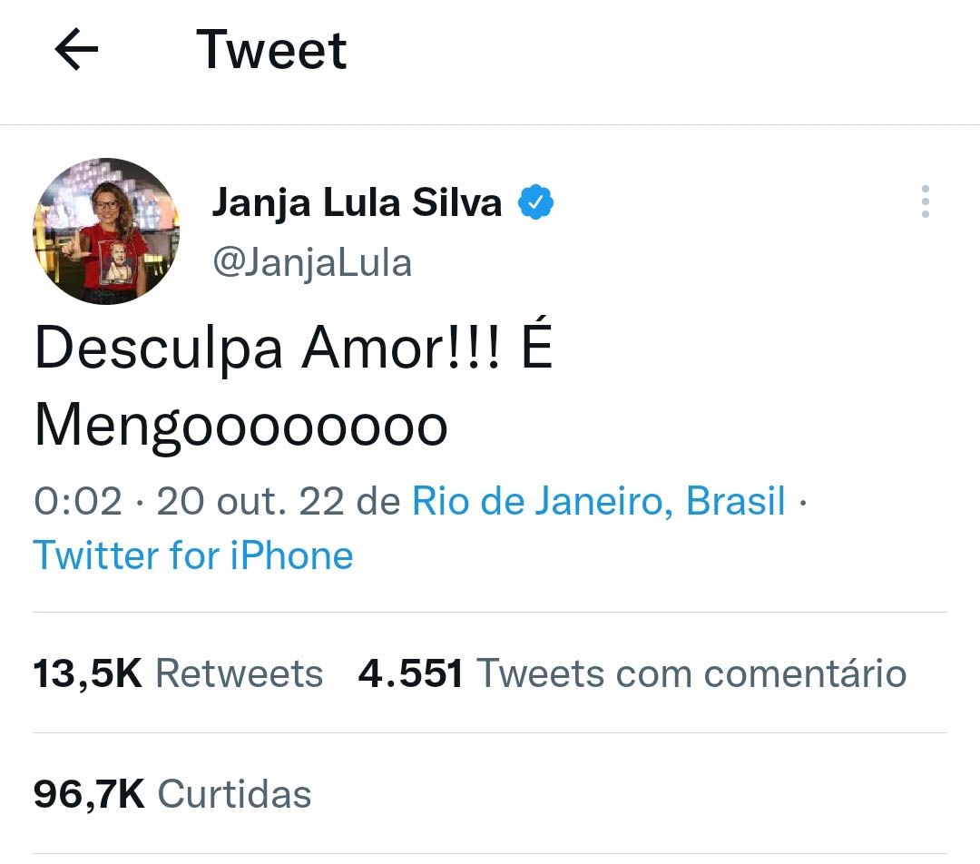 BODY ONLY Janja Lula post Flamengo 2022