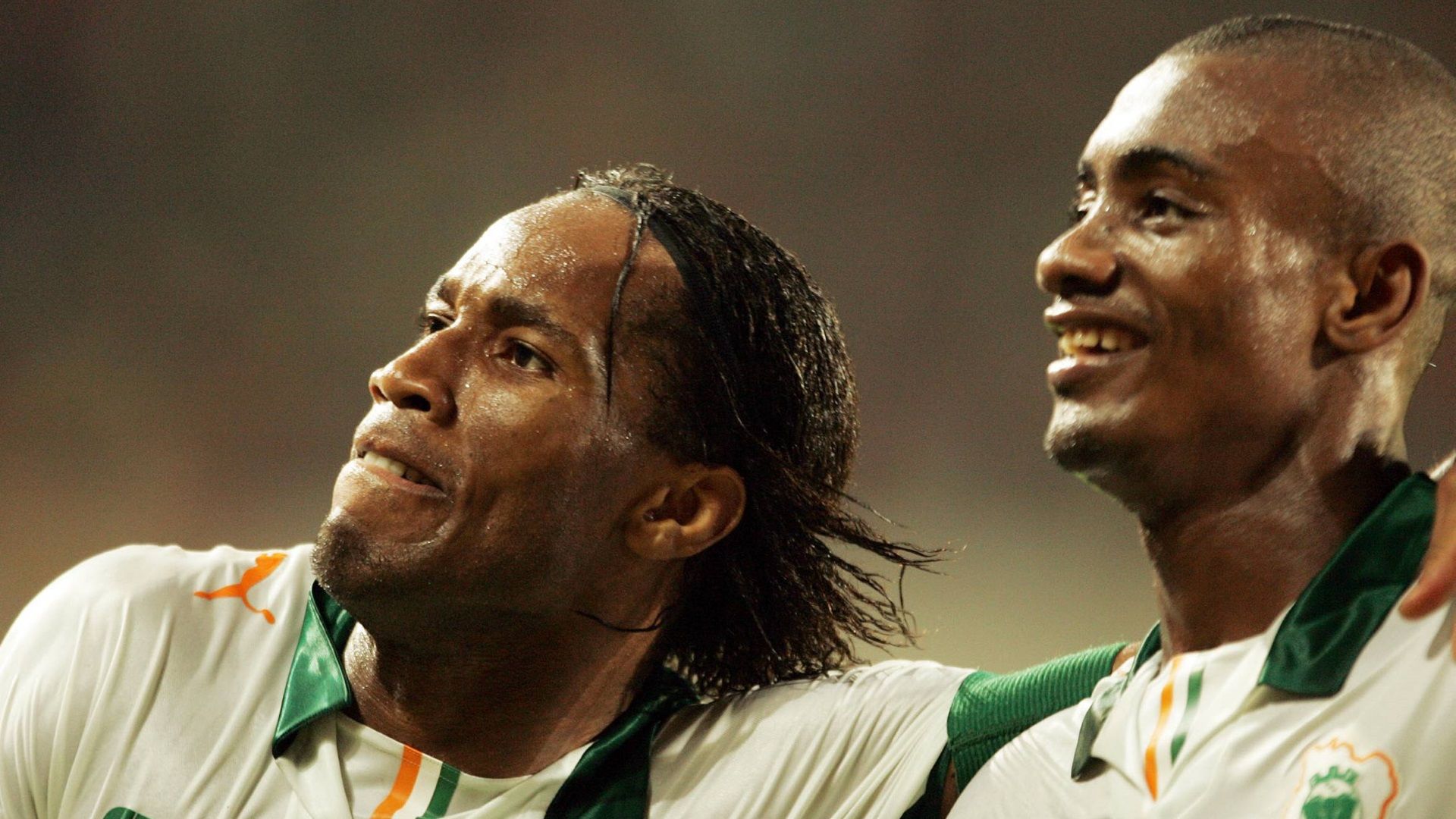 Didier Drogba & Salomon Kalou of the Cote d'Ivoire
