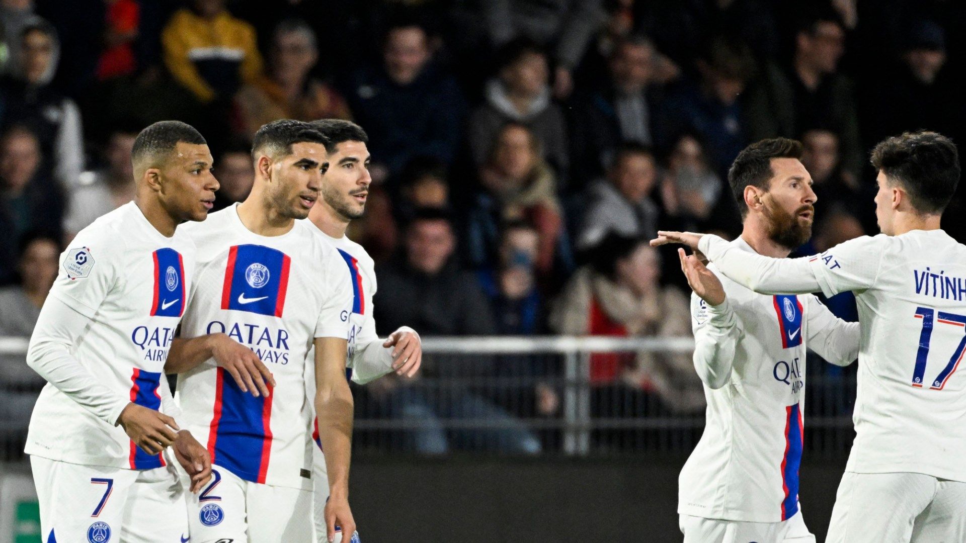 PSG Lionel Messe Achraf Hakimi Carlos Soler Kylian Mbappe