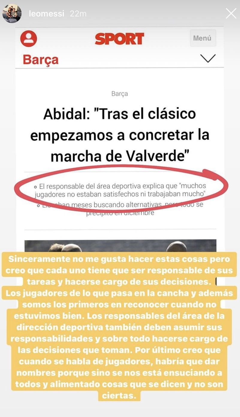 Messi's message to Abidal