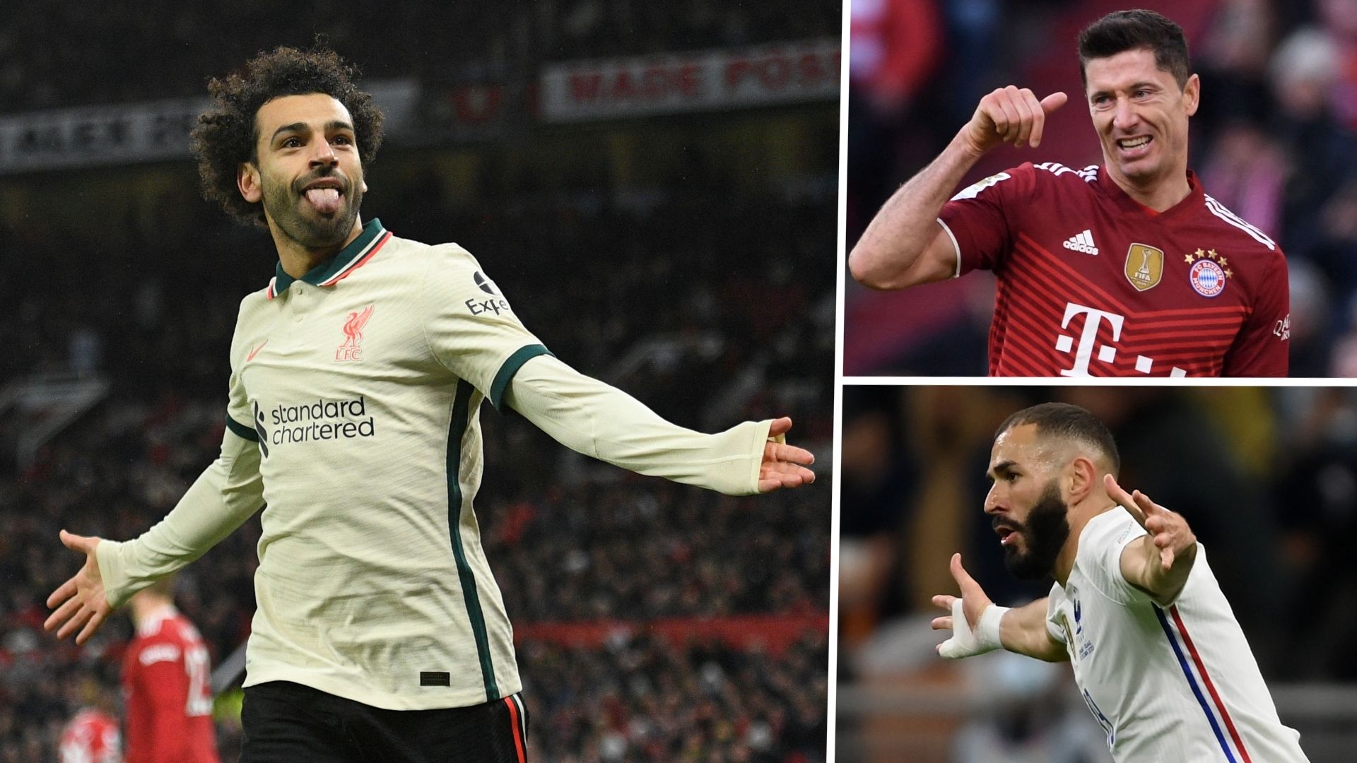 Mohamed Salah Robert Lewandowski Karim Benzema GOAL50 Top 10 SLIDELIST GFX