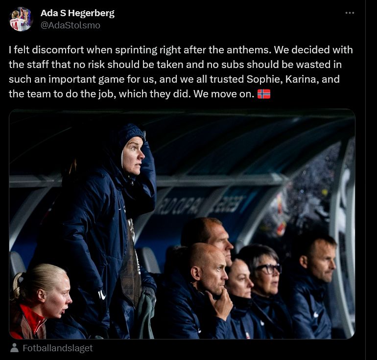 Ada Hegerberg Tweet Norway-Switzerland