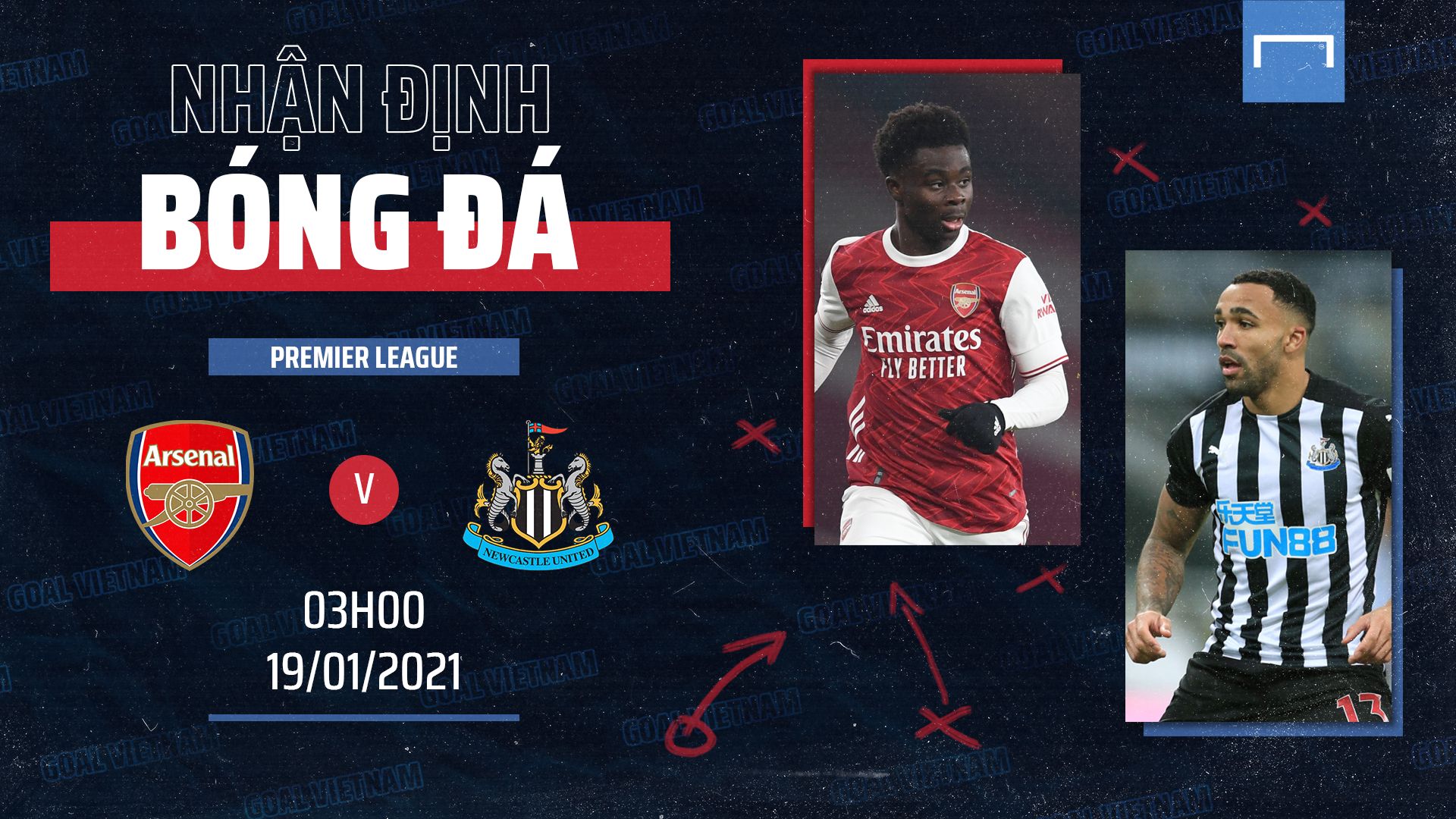 Preview Arsenal vs Newcastle Premier League 2021 GFX