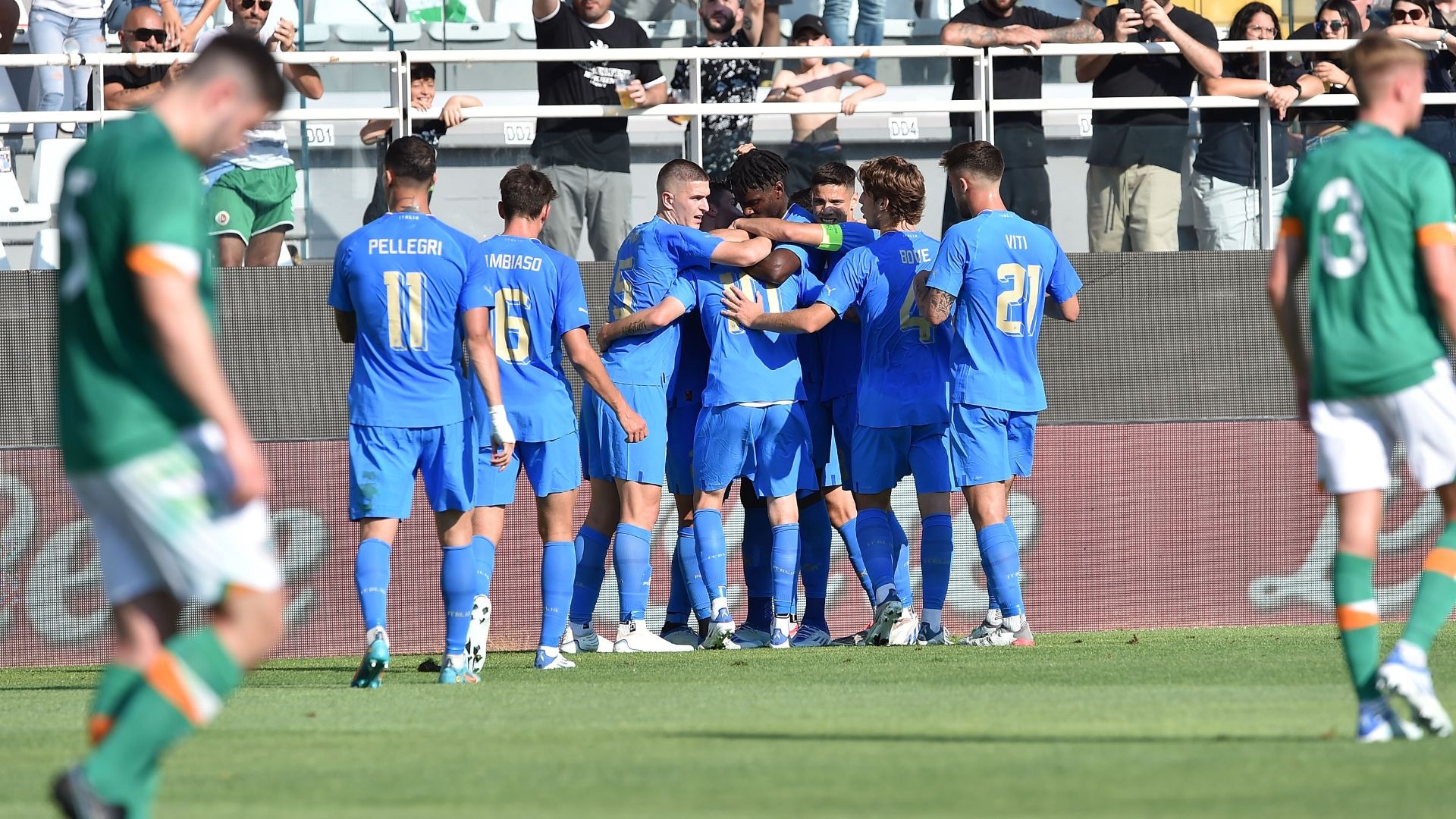 Italy Under 21 Ireland celebrating