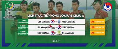 Lịch thi đấu Vòng loại Giải U16 châu Á 2018