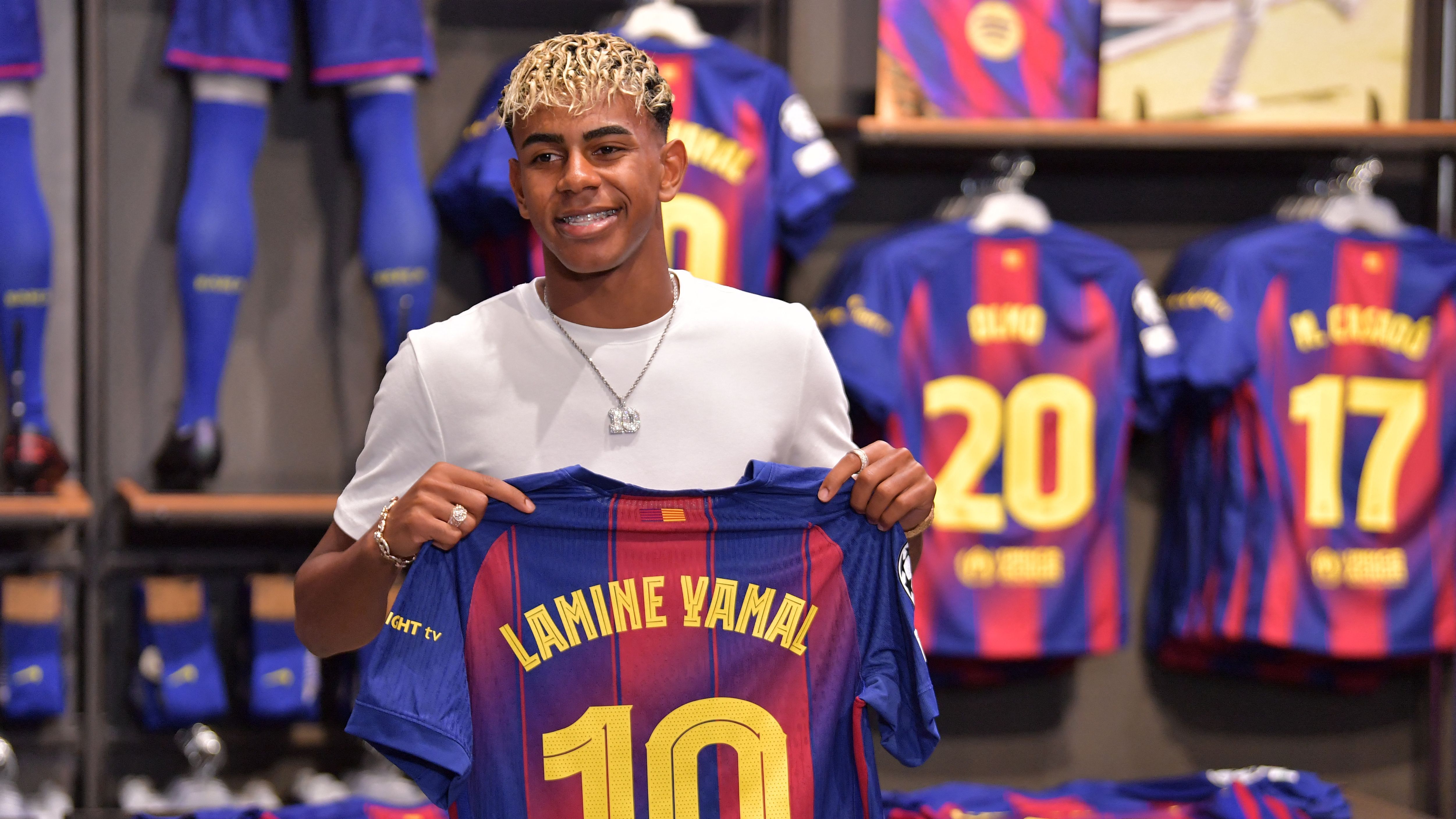 ラミンヤマル　バルセロナ　ユニフォーム　正規品Barcelona yamal FCバルセロナ 23-24 ホーム 半袖 ユニフォーム No.27 ラミン