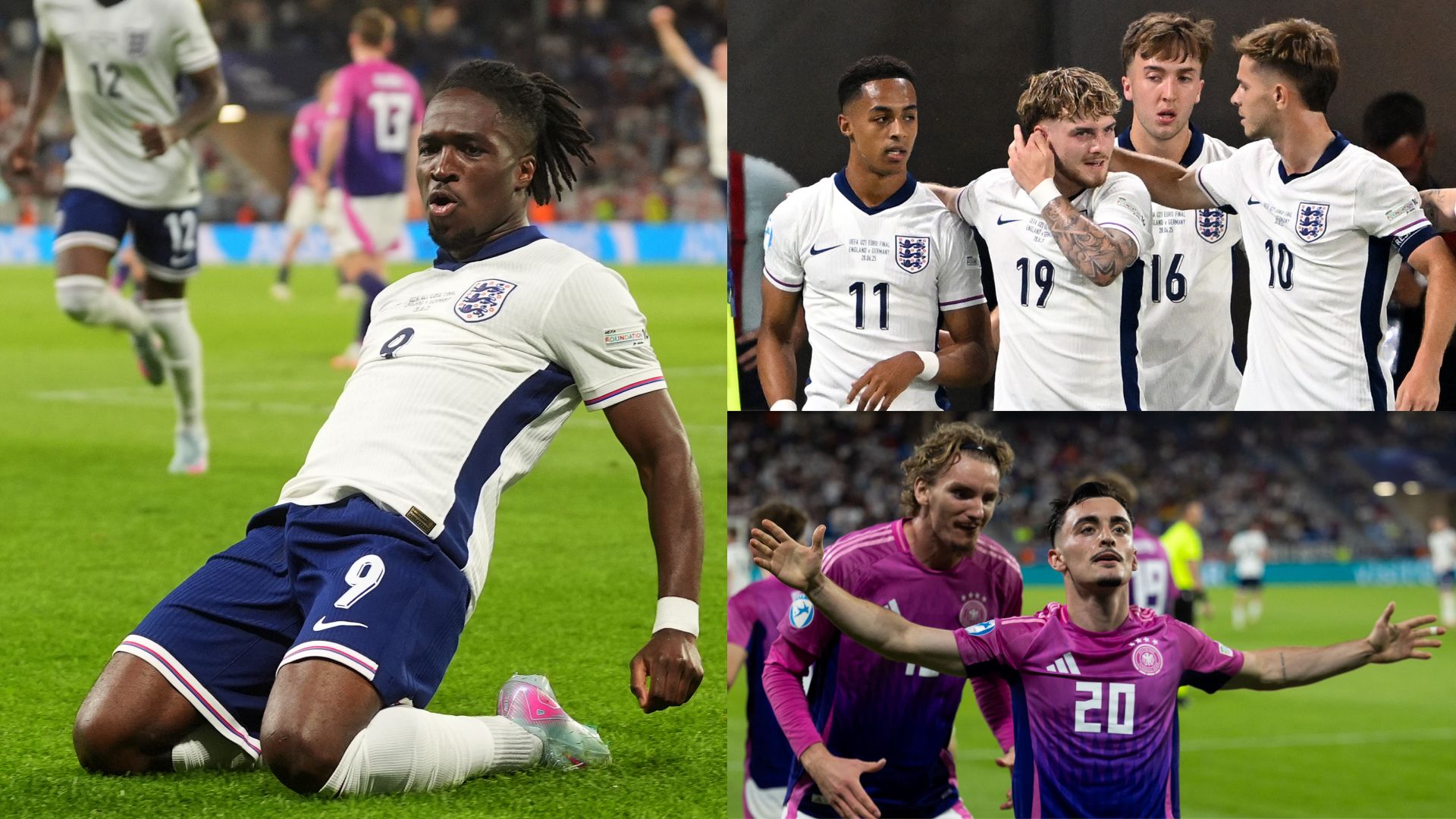Jonathan Rowe scores England's U21 Euro final winner, England celebrate