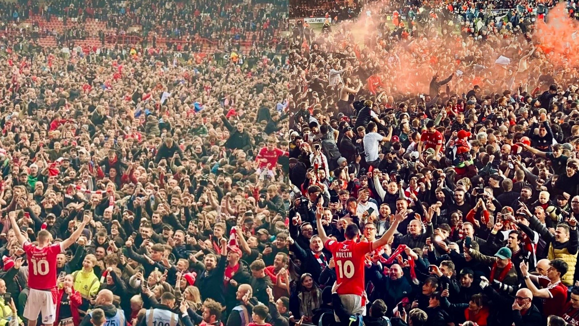 Spot the difference! Paul Mullin posts incredible pictures from Wrexham's successive promotion parties and sends message after Ryan Reynolds and Rob McElhenney's side earn spot in League One