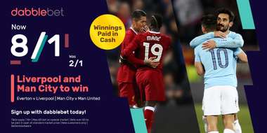 dabblebet offer 8/1 Man City Liverpool double