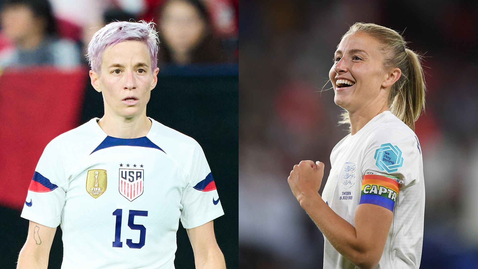 Megan Rapinoe Leah Williamson USWNT England Women split