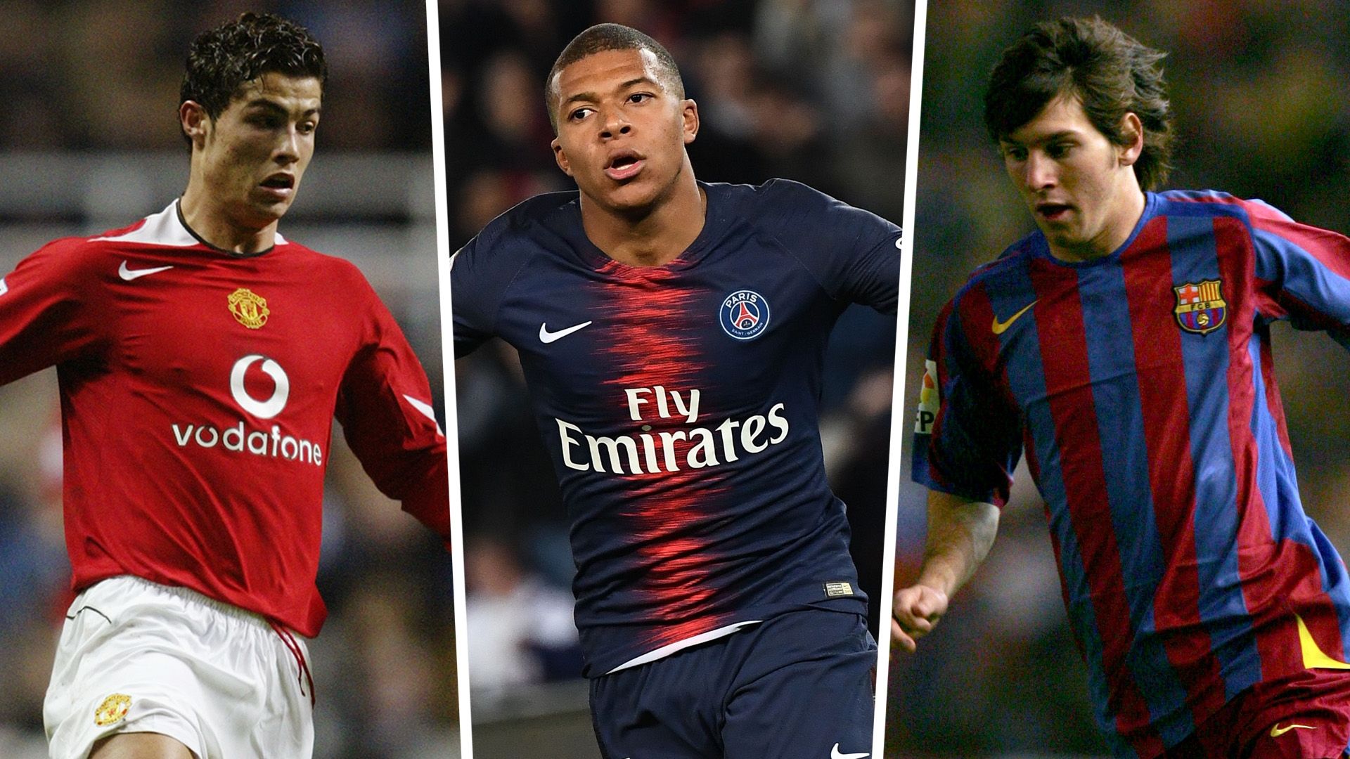 Ronaldo Mbappe Messi teenagers