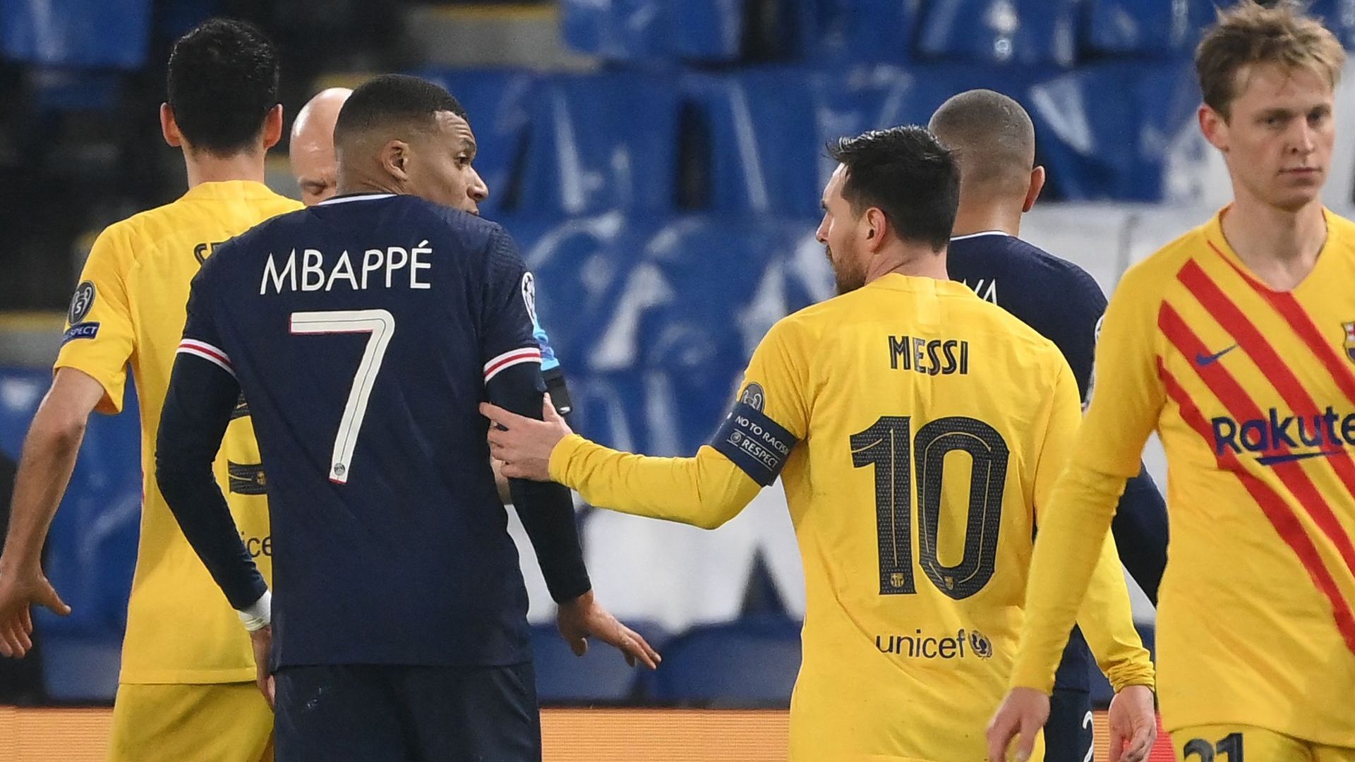 Mbappé y Messi, PSG vs. Barcelona