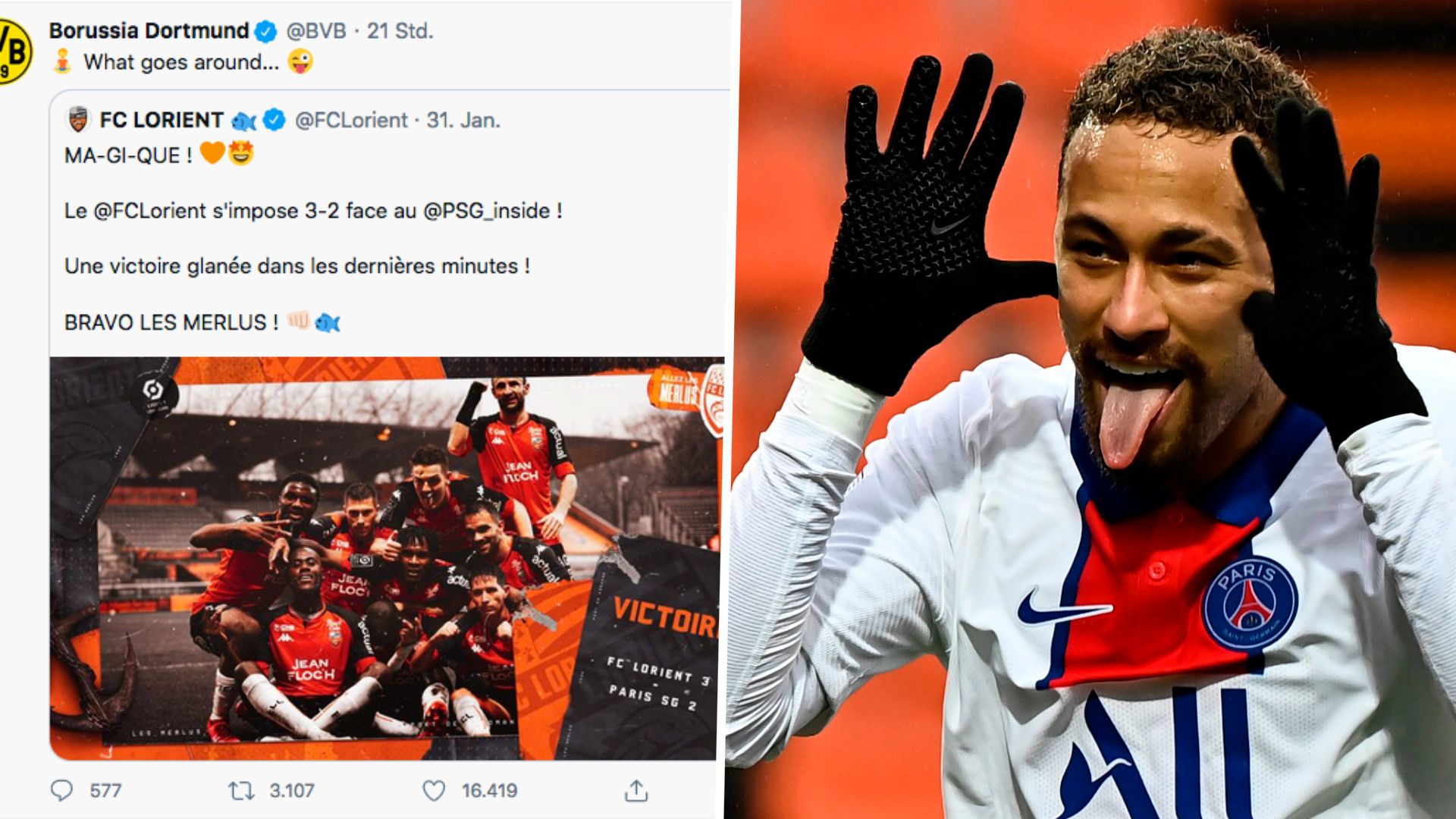 GFX Neymar Borussia Dortmund PSG Twitter