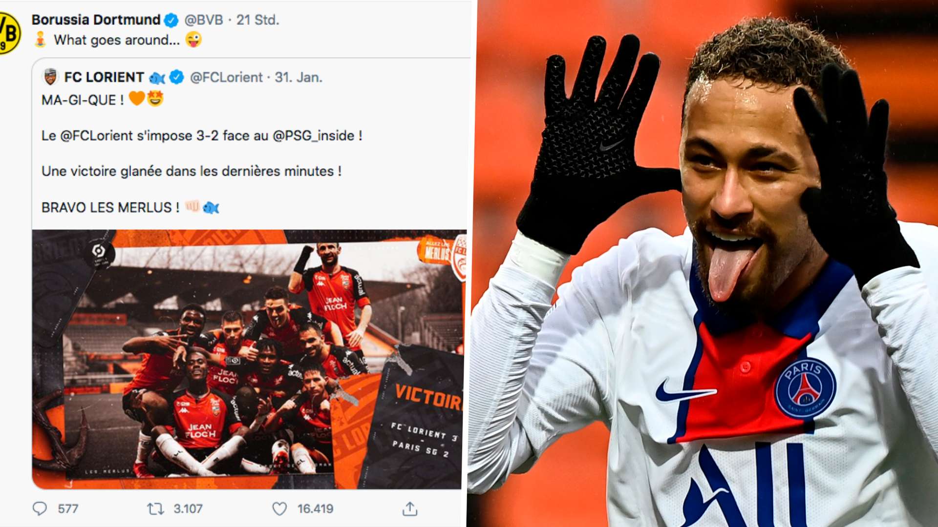 GFX Neymar Borussia Dortmund PSG Twitter