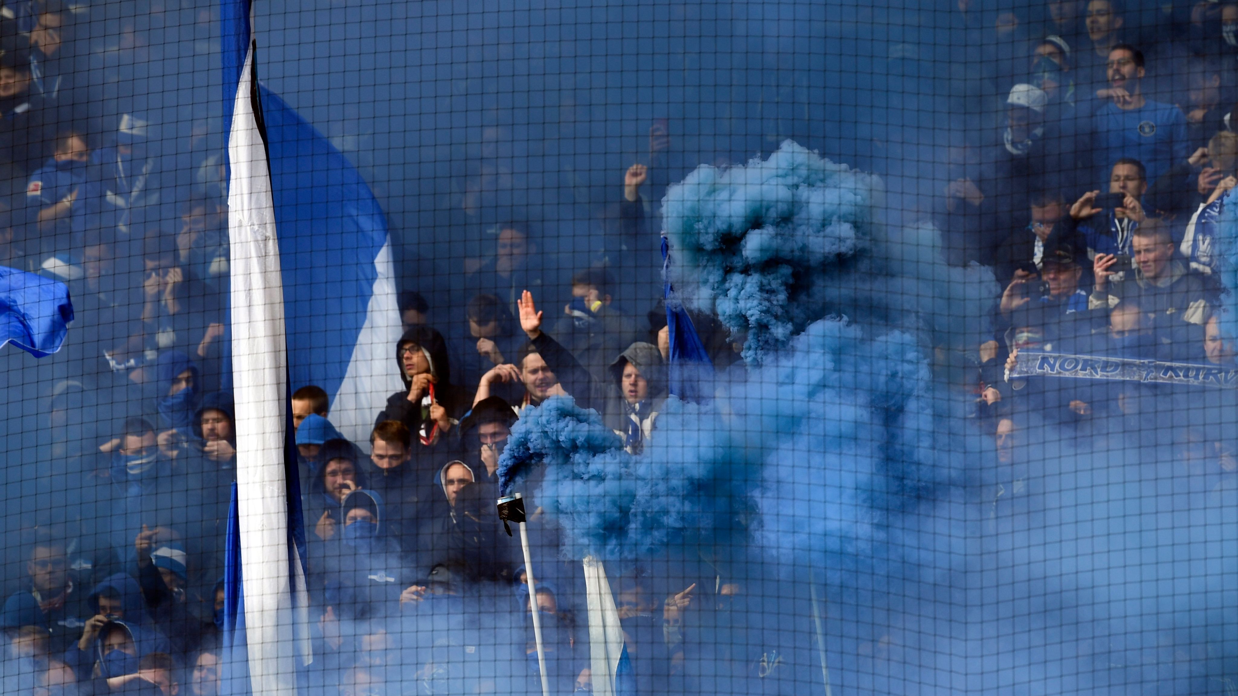 Schalke fans v Dortmund Revierderby