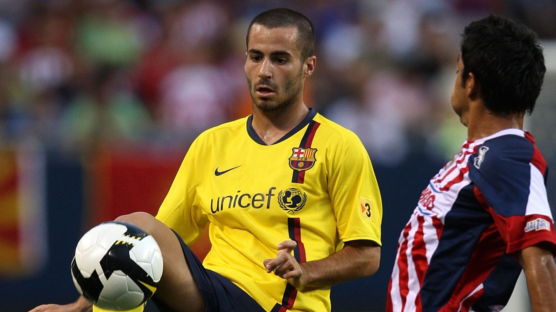 Marc Crosas (FC Barcelone) et Marco Fabian (CD Guadalajara) 3 août 2008